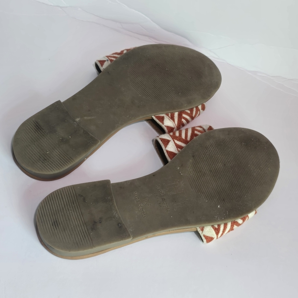Haute Hippie Boho Embroidered Slide Slip On Sandals Geometric Vacation, Sz 9.5 - Picture 4 of 5